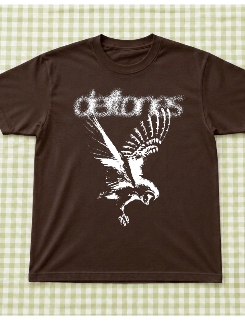 Gildan Brown Deftones Band Tee with White Flying Bird Graphic